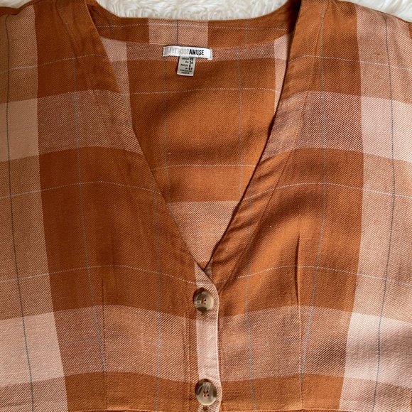 Amuse Society Orange Plaid Lovely Day Dress - Picture 6 of 6